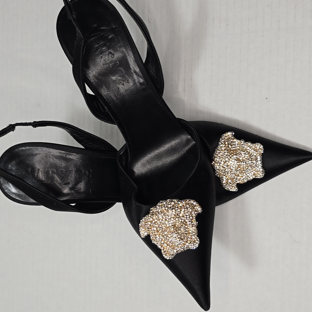 Versace La Medusa Satin Slingback Pump Women's